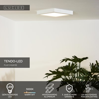 Lucide TENDO-LED - Plafonnière - LED - 1x18W 3000K - Wit